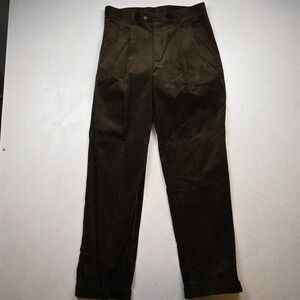 Vtg Y2K 2000s 33x32 Brown Wide Wale Corduroy High Waist Pleated Cuffed Pants